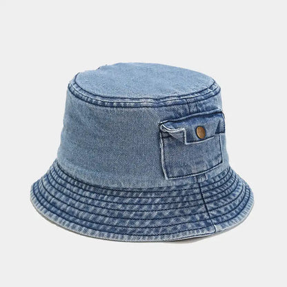 Denim Solid Color Bucket Hat