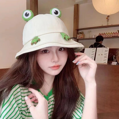 RICYGVM Funny Frog Fisherman Hat For Women Sunscreen Bucket Hat Unisex