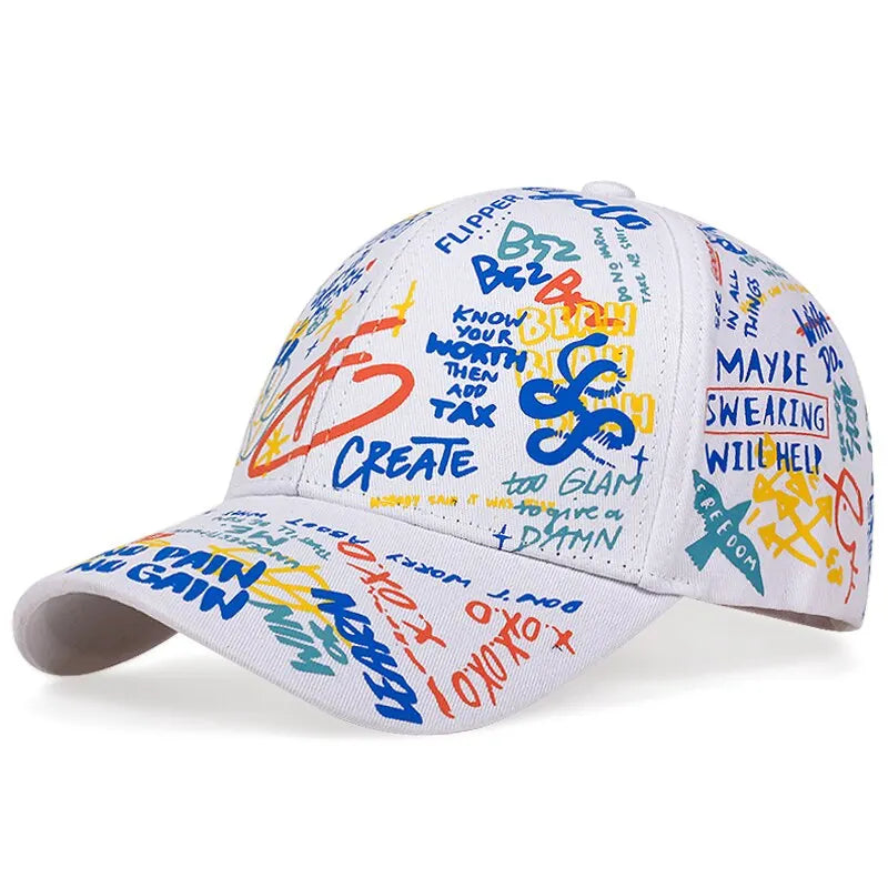 Unisex Letter Graffiti Printing Baseball Caps Spring Autumn Outdoor