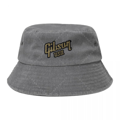OOworld Gibson Unisex Cotton Bucket Hats Outdoor Sun Hat for Beach Travel
