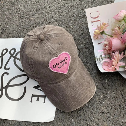 Pink Bow Baseball Cap For Women Y2K Korean Washed Denim Snapback Hat