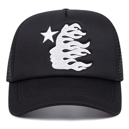 Summer Flame Star Embroidery Baseball Hat