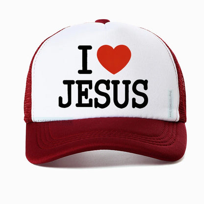 I Love Jesus Print Mesh Breathable Baseball Cap