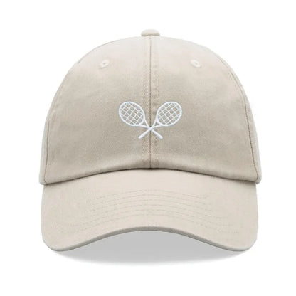 Tennis Racquets Crossed Retro Washed Baseball Caps