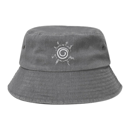 Men Women Washed Denim Bucket Hat Naruto