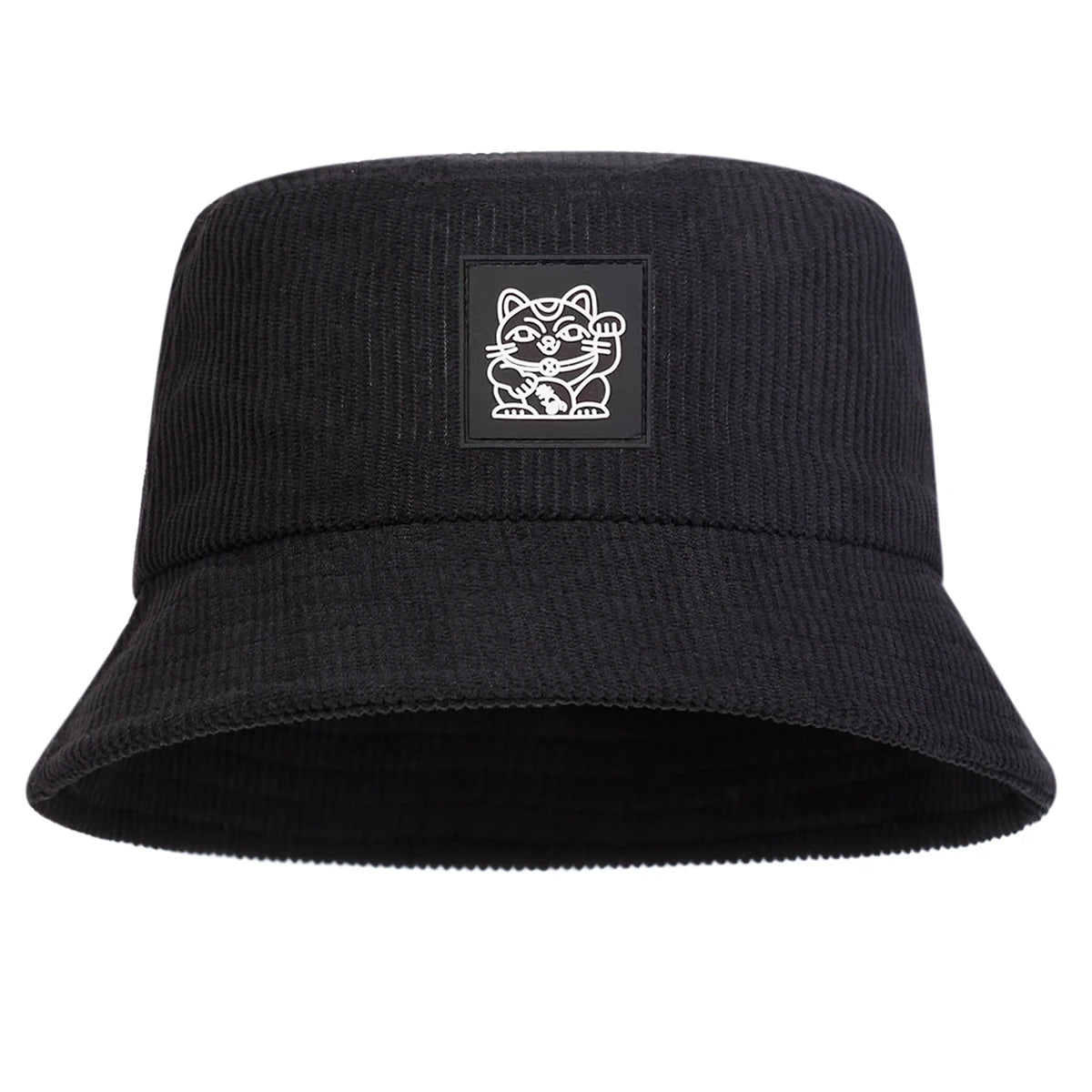 Unisex Lucky Cat Label Personality corduroy Bucket Hats Fisherman Caps Outdoor