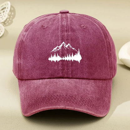 Adjustable Buckle Baseball Cap With Forest Print