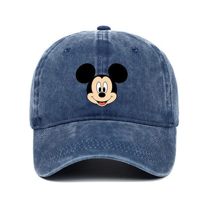 Unisex Vintage Washed Mickey Minnie Print Baseball Cap