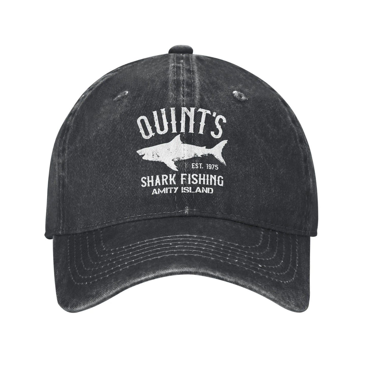 Fashion Quint's Shark Fishing Baseball Caps Distressed Washed Amity Island 1975 Jaws