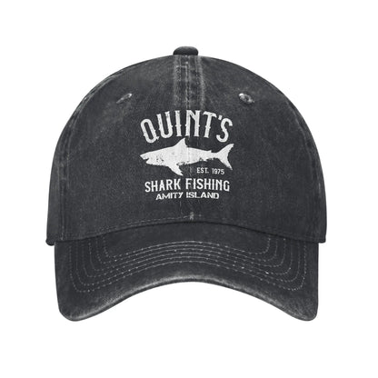 Fashion Quint's Shark Fishing Baseball Caps Distressed Washed Amity Island 1975 Jaws