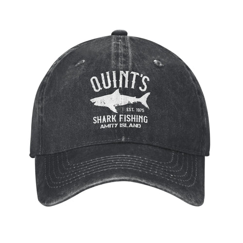 Fashion Quint's Shark Fishing Baseball Caps Distressed Washed Amity Island 1975 Jaws
