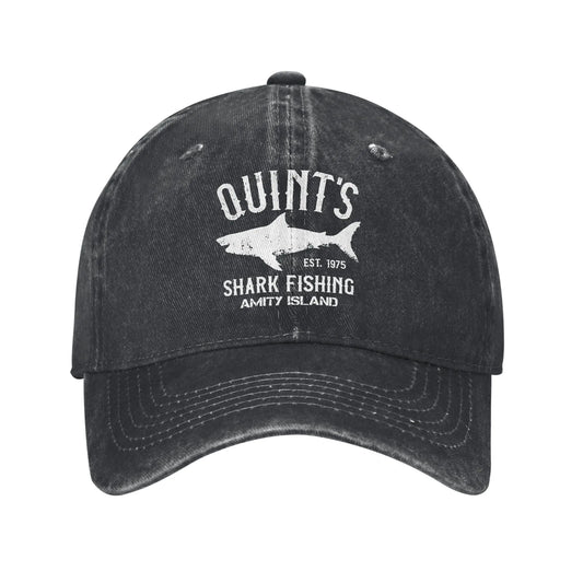 Fashion Quint's Shark Fishing Baseball Caps Distressed Washed Amity Island 1975 Jaws