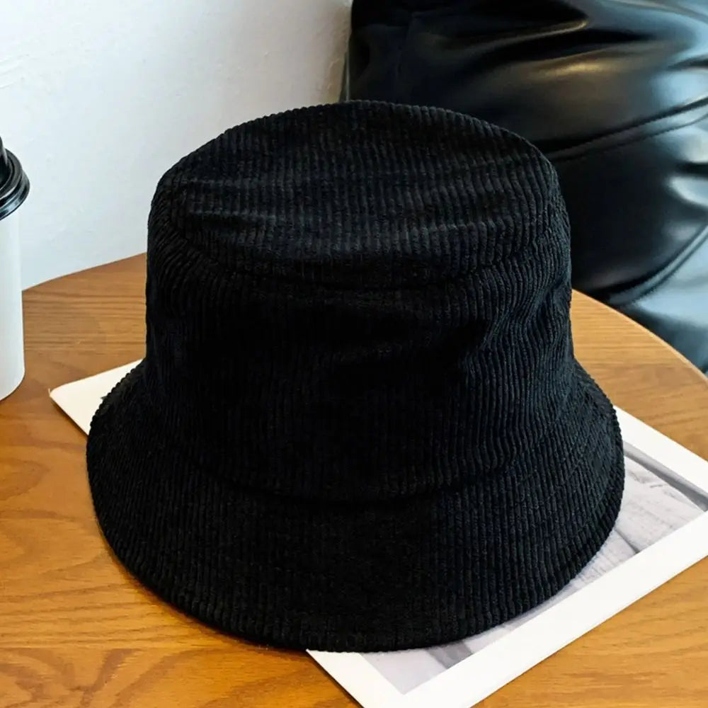 Outdoor Corduroy Bucket Hat Soft Plush Panama Hat Winter Warm Sun Cap Men Women