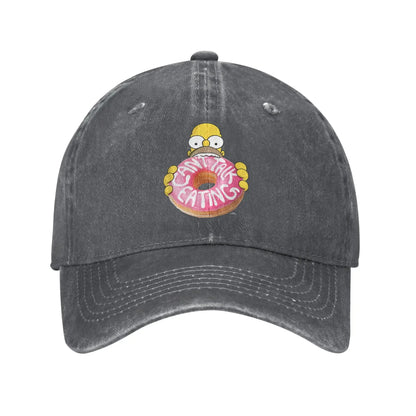 The S-simpson Homer Can't Talk Eating Donut Baseball Cap