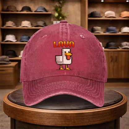 A Men'S Pixelated Lava Chick Baseball Cap