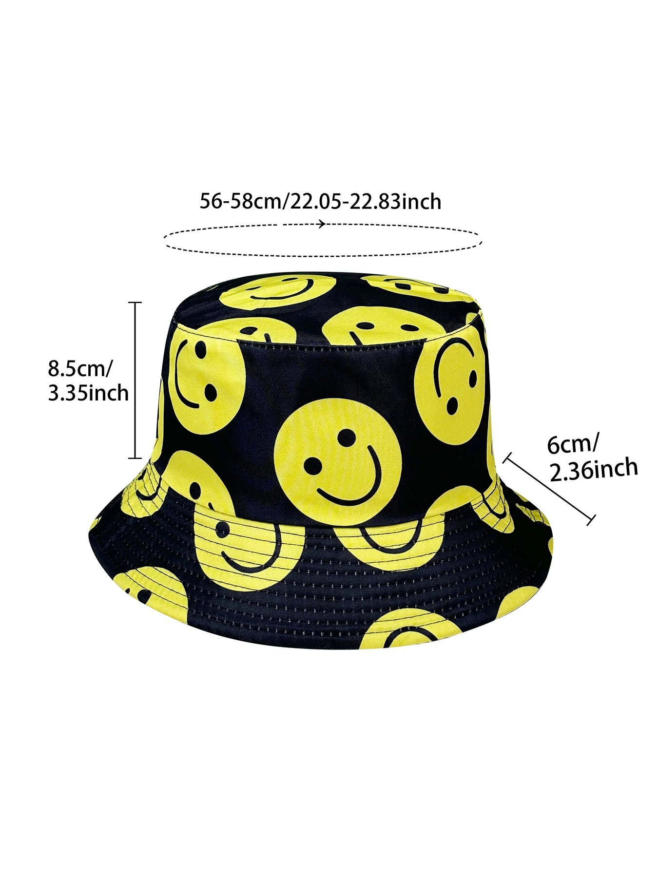 Smiley Face Expression Fisherman Hat Foldable Stylish Bucket Hat