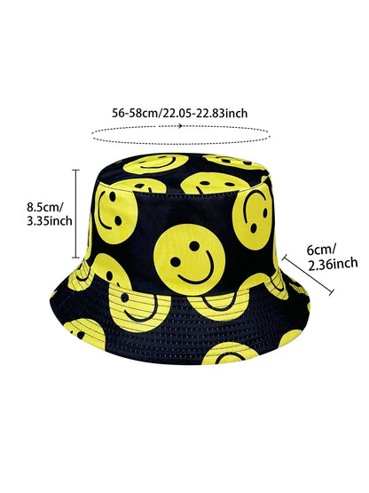 Smiley Face Expression Fisherman Hat Foldable Stylish Bucket Hat