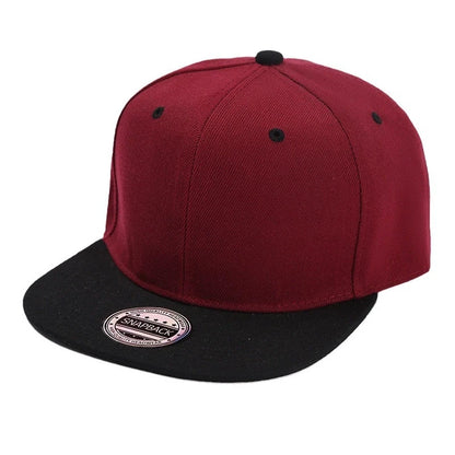 Color-Blocked Flat-Brim Baseball Cap Versatile Sunshade and Sun Protection Hat Hip-Hop Hat Snapback Caps