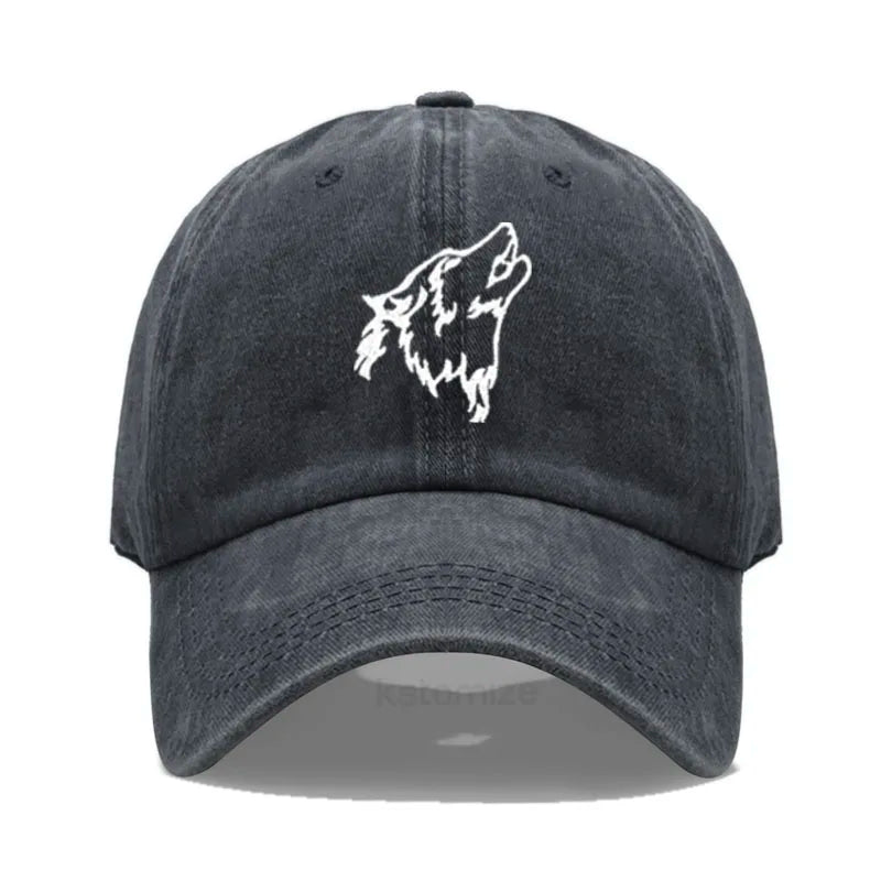 Wolf Embroidered Baseball Cap For Women Men