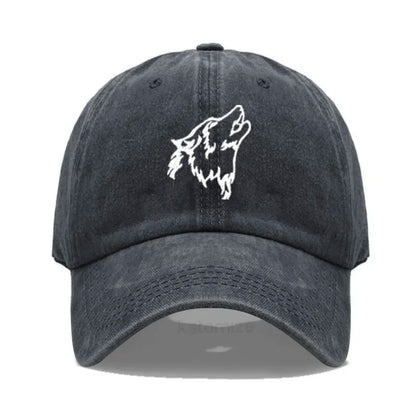Wolf Embroidered Baseball Cap For Women Men