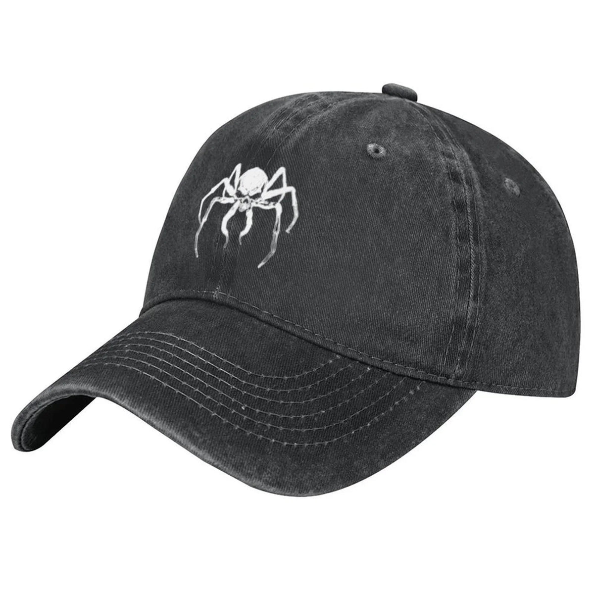Skeleton Spider Skull Print Vintage Wash Baseball Cap