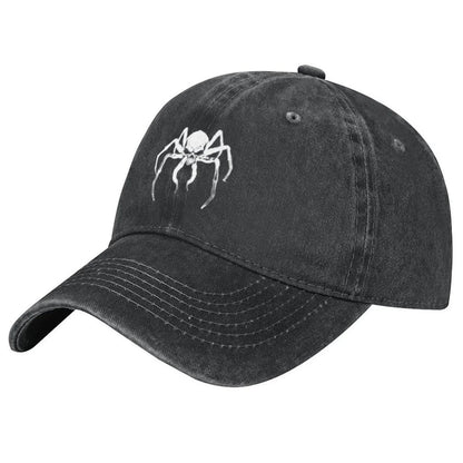 Skeleton Spider Skull Print Vintage Wash Baseball Cap