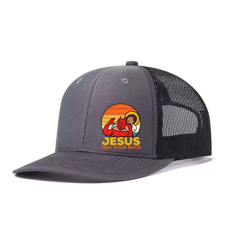 JESUS HAS YOUR BACK Printed Adjustable Baseball Cap
