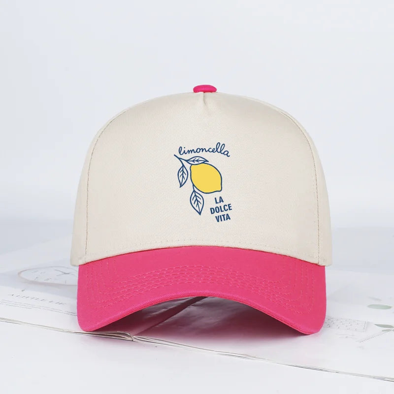 "Limoncello La Dolce Vita" Lemon Print Baseball Cap