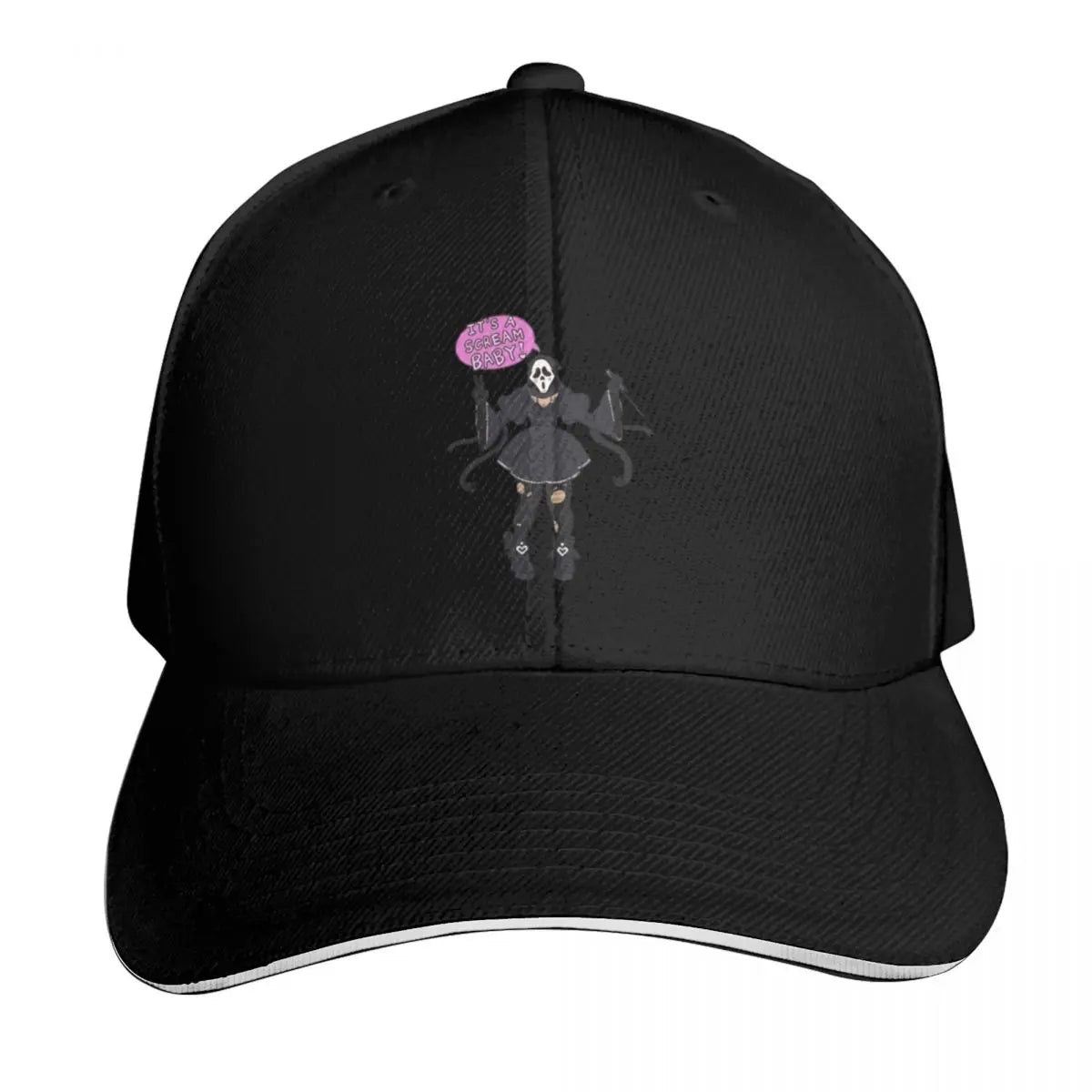 Girl Ghost Face Baseball Cap Adjustable Buckle Closure Moisture Wicking
