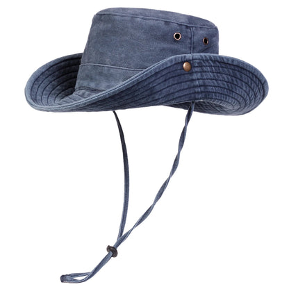Men Big Eaved Solid color Washed Bucket Hats