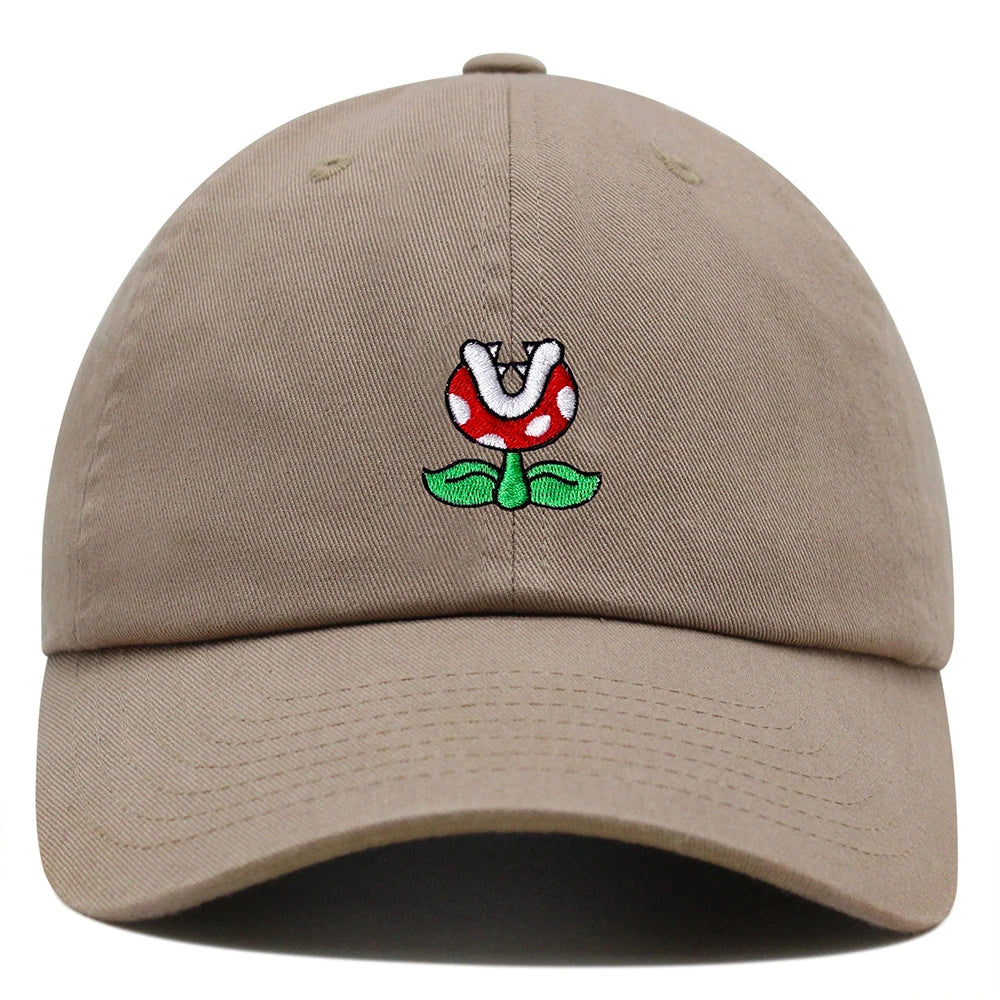 Piranha Plant Dad Hat Embroidered Cartoon Cute Mushroom Baseball Cap