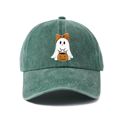 Ghost Girl with Pumpkin Graphic Baseball Cap