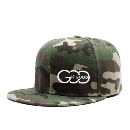 Unisex Adjustable Snapback Cap Street Flat Brim Hat Printed GOD IS GOOD
