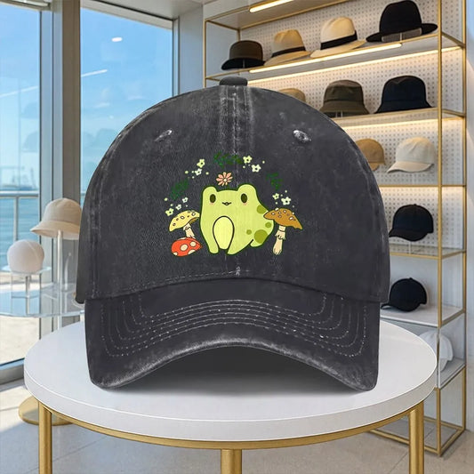 Frog Mushroom Floral Baseball Cap