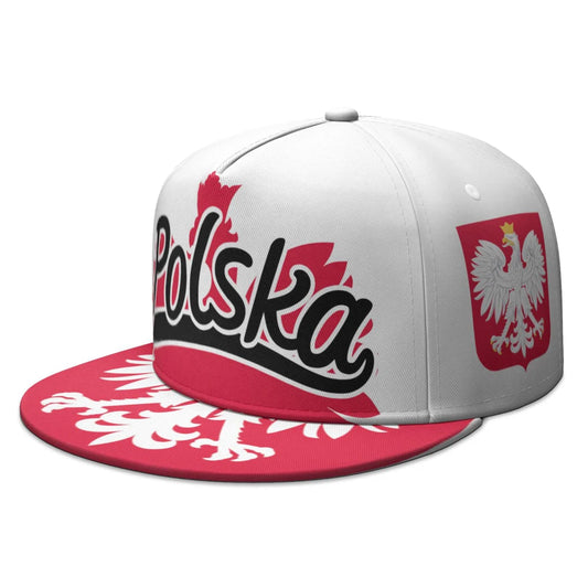 Poland Free Custom Name Logo Print Photo Pol Flat Brimmed Cap Hip-hop Hat Snapback Cap