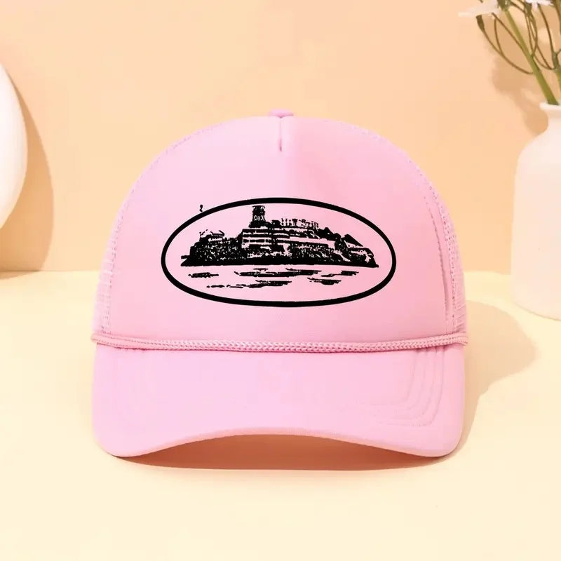 A Trendy City Scenery Mesh Dad Hat Adjustable Breathable Baseball Cap