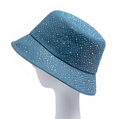 Summer Women Bucket Hat Fashion Colorful Rhinestones Cap For Ladies