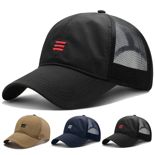 Unisex Three Horizontal Embroidered Quick Drying Baseball Caps