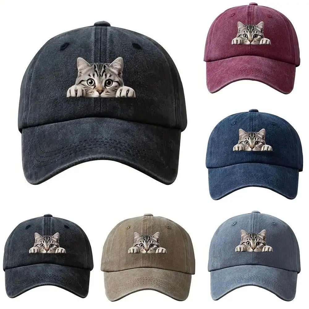 Trend Embroidery Cat Baseball Cap Cool Cat Hat