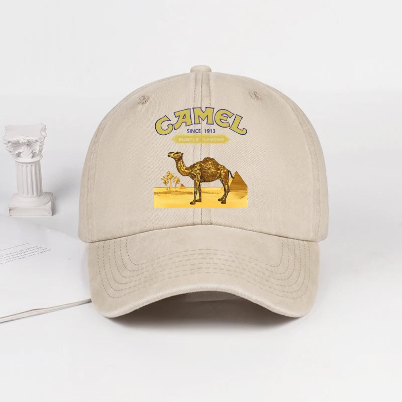 Vintage “Camel” Desert Scene Print Washed Baseball Cap