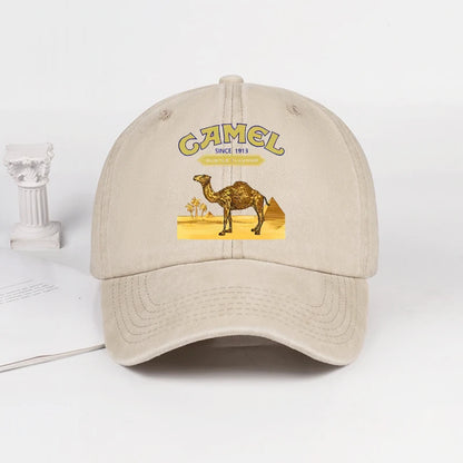 Vintage “Camel” Desert Scene Print Washed Baseball Cap