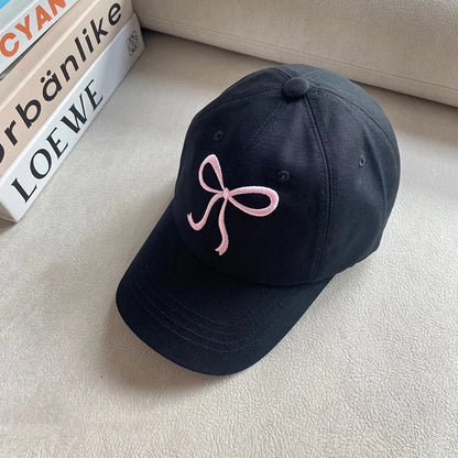 Korean Bow Baseball Cap Women Y2K Pink Bows Embroidered