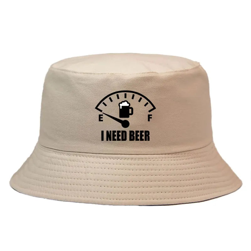 I Need Beer Printed Bucket Hat Women Men Casual Reversible Fisherman Cap