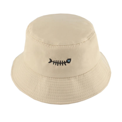 Fashion Street Hip Hop Bucket Hat Women Men Summer Fish Bone Embroidered