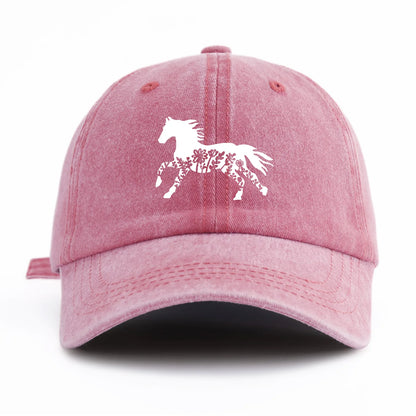 Pinting Horse Print Washed Baseball Cap For Adults