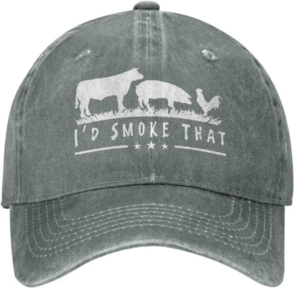I'd Smoke That Patriot BBQ Barbeque Cook Chef Unisex Baseball Cap