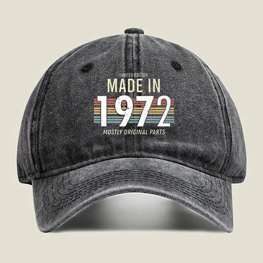 Made in 1972 Retro - Anniversary Art Washed Baseball Cap