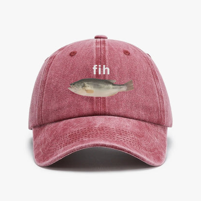 Funny Fih Fish Meme Retro Washed Baseball Cap