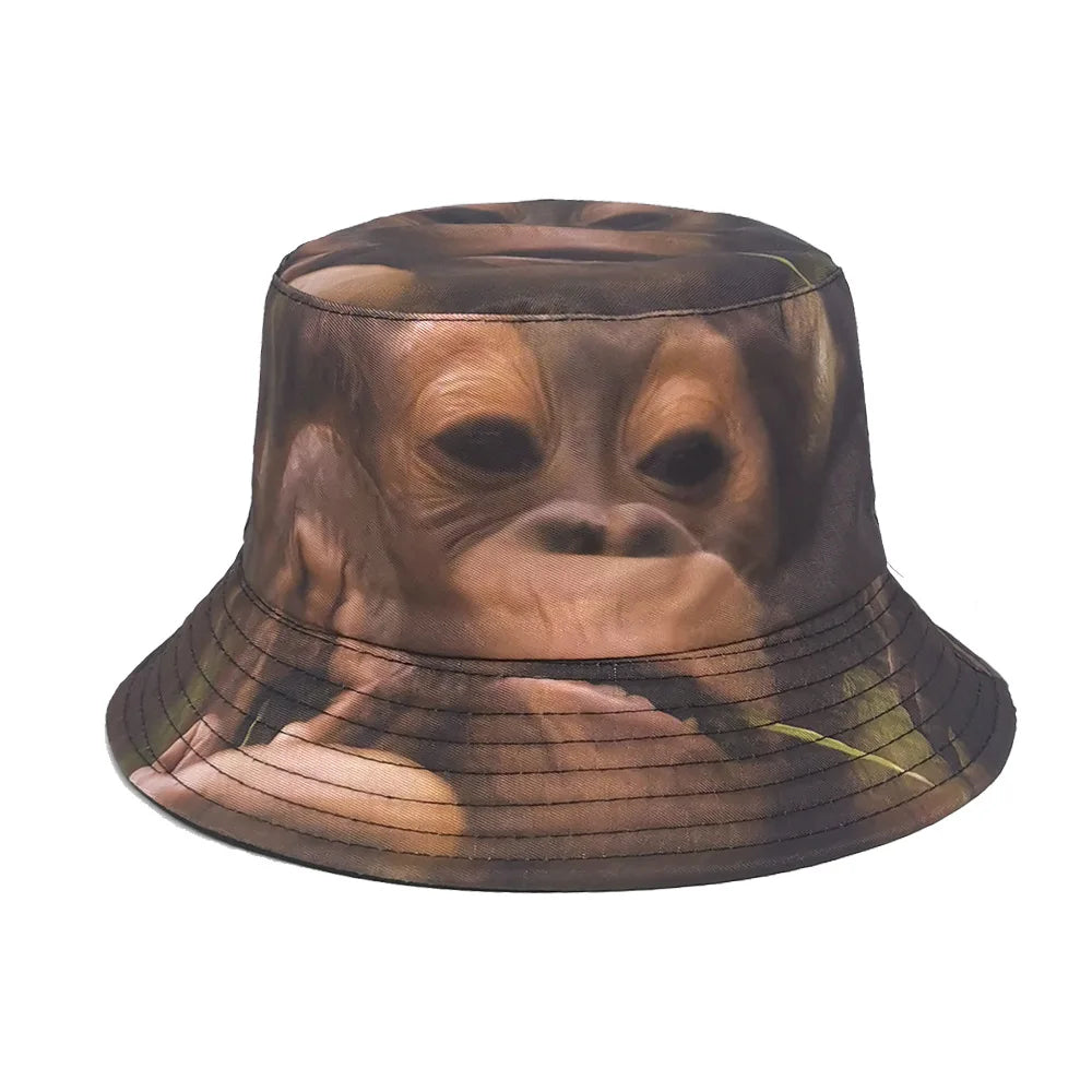 Double-sided Yellow Duck Print Pattern Panama Summer Sunscreen Fisherman Cap Bucket Hat