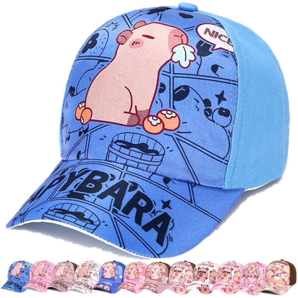Children's Cartoon Capybara Printed Cute Capybara Hat Lovely Kids Baseball Cap